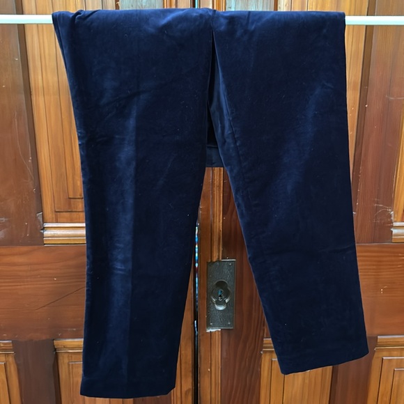 Kate Spade Sz 2 Blue Velvet Cigarette Pants - Picture 2 of 5